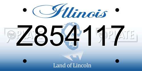 Z854117 Illinois License Plate