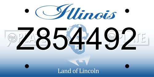 Z854492 Illinois License Plate