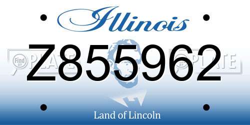 Z855962 Illinois License Plate