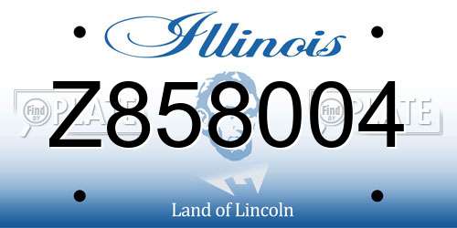 Z858004 Illinois License Plate