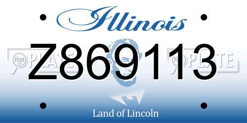 Z869113 Illinois License Plate