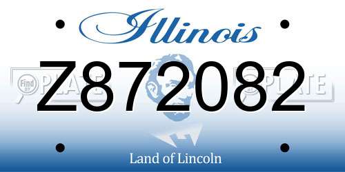 Z872082 Illinois License Plate