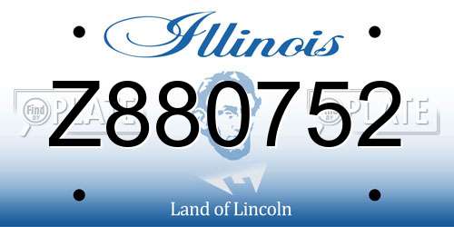 Z880752 Illinois License Plate