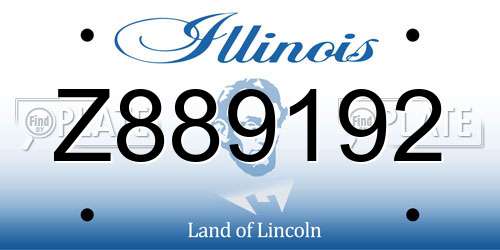 Z889192 Illinois License Plate