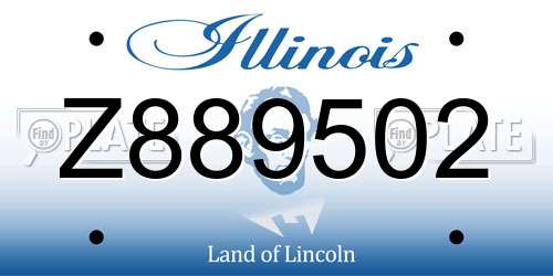 Z889502 Illinois License Plate
