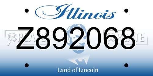 Z892068 Illinois License Plate