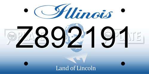 Z892191 Illinois License Plate