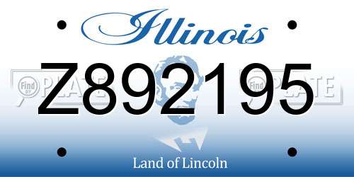 Z892195 Illinois License Plate