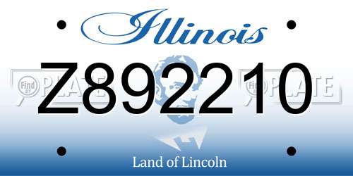 Z892210 Illinois License Plate