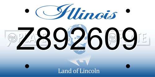 Z892609 Illinois License Plate