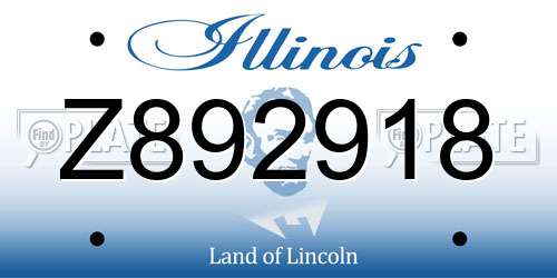 Z892918 Illinois License Plate