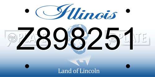 Z898251 Illinois License Plate