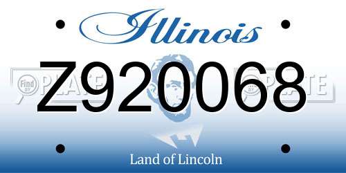 Z920068 Illinois License Plate