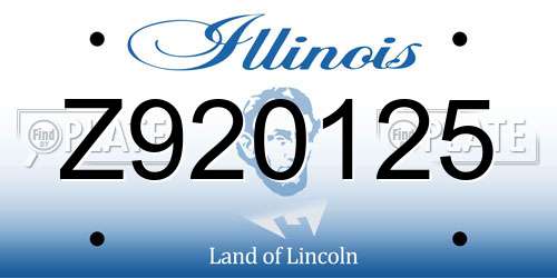 Z920125 Illinois License Plate