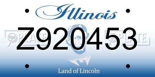 Z920453 Illinois License Plate