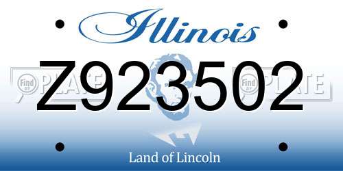 Z923502 Illinois License Plate