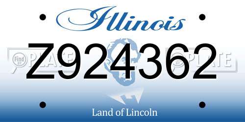 Z924362 Illinois License Plate