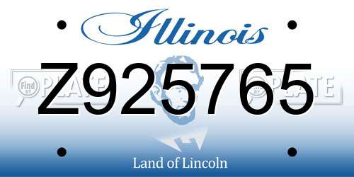 Z925765 Illinois License Plate