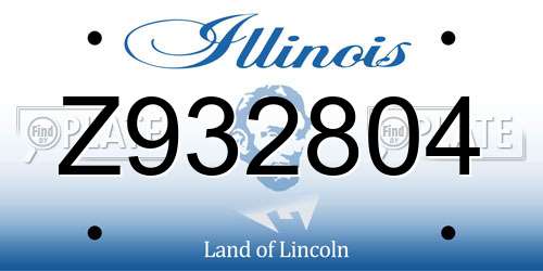 Z932804 Illinois License Plate