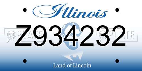 Z934232 Illinois License Plate