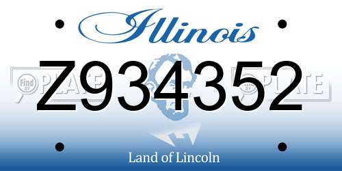 Z934352 Illinois License Plate