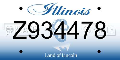 Z934478 Illinois License Plate