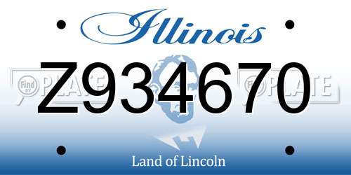 Z934670 Illinois License Plate