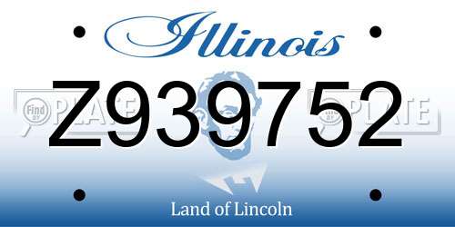 Z939752 Illinois License Plate