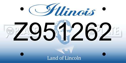 Z951262 Illinois License Plate
