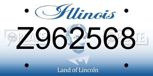 Z962568 Illinois License Plate