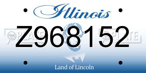 Z968152 Illinois License Plate