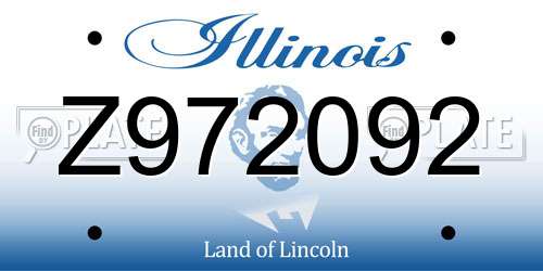 Z972092 Illinois License Plate