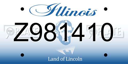 Z981410 Illinois License Plate
