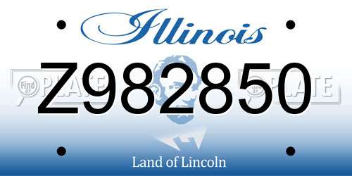 Z982850 Illinois License Plate