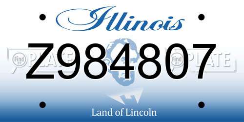 Z984807 Illinois License Plate