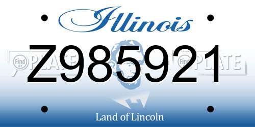 Z985921 Illinois License Plate