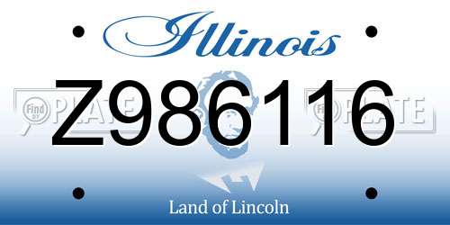 Z986116 Illinois License Plate