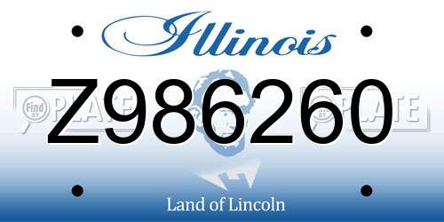 Z986260 Illinois License Plate