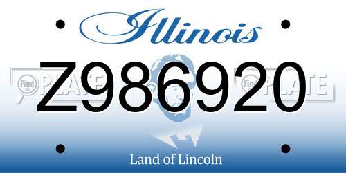Z986920 Illinois License Plate