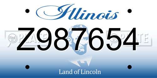 Z987654 Illinois License Plate