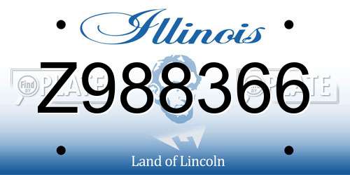 Z988366 Illinois License Plate