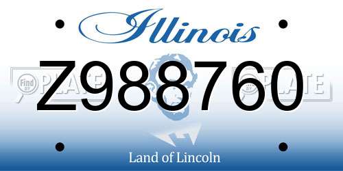 Z988760 Illinois License Plate