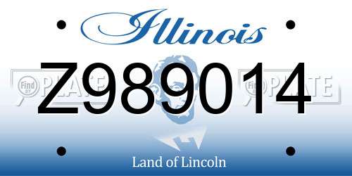 Z989014 Illinois License Plate