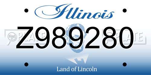 Z989280 Illinois License Plate
