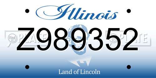 Z989352 Illinois License Plate