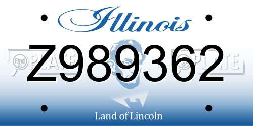 Z989362 Illinois License Plate