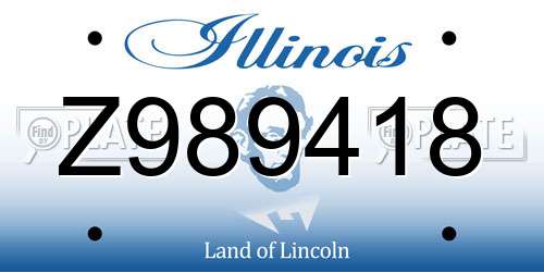 Z989418 Illinois License Plate