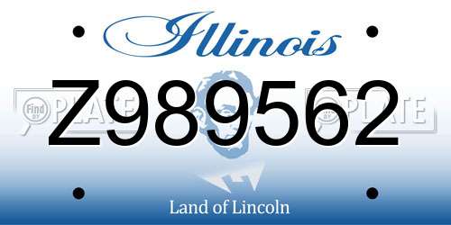 Z989562 Illinois License Plate