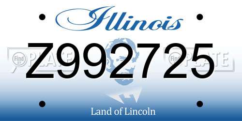 Z992725 Illinois License Plate