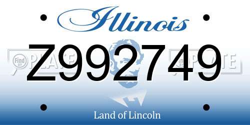 Z992749 Illinois License Plate